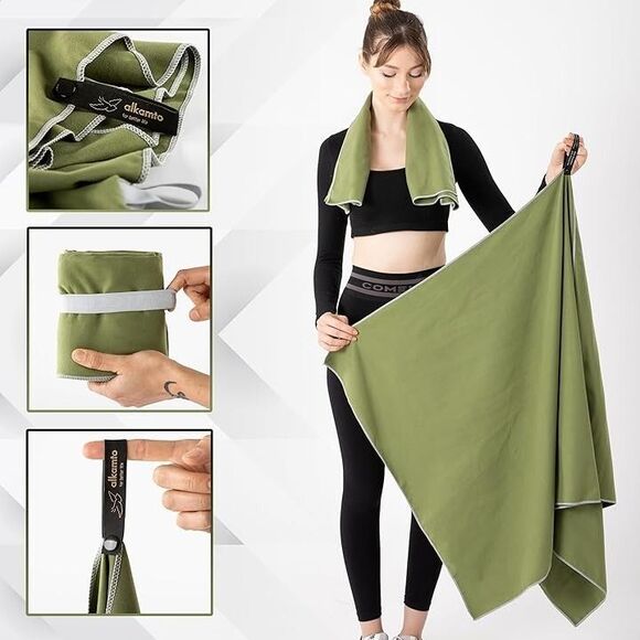 Microfiber Gym & Travel Towel Set of 2 Size in 1 Pack XL & S Quick Dry Yoga - Picture 6 of 16